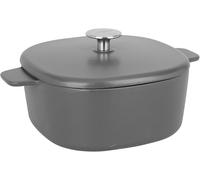 Subzonal-716936 Cocotte Carrée En Fonte Émaillée 3 Litres - L 21.5 Cm L 21.5 Cm H 9 Cm - Extérieur Et Intérieur Noir Mat - Bouchon En Inox - Toutes Sources De Chaleur Y Compris Induction Et Four