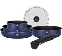 Subzonal-716978 Batterie De Cuisine En Aluminium Recyclé Bleu 6 Pcs : 1 Manche Amovible, 1 Casserole Ø18cm, 2 Poêles Ø22,26cm,1 Sauteuse Ø24cm, 1 Couvercle - Tous Feux Dont Induction