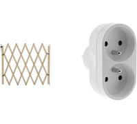 Subzonal-742000 Stop'fix Barriere Animaux En Bois Extensible & Multiprise 2 Prises Pour Façade - Biplite - 2x16a - Blanc - Zenitech