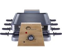 SUBZONAL-8388 Wood 8, Raclette/Grill 8 personnes, 2 fonctions en 1 seul appareil, Revêtement anti-adhésif, Accessoires fournis,1500 W, Bambou véritable/Inox