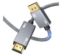 SUBZONAL-8K Câble DisplayPort vers HDMI 8K@60Hz, 4K@144Hz/120Hz, 2K@240hz, DisplayPort 1.4 vers HDMI 2.1 Tressé en Nylon, Support HDR/HDCP 2.3/DSC 1.2 pour PC, Projecteur, Moniteur, Dell, AMD, NVIDIA