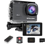 Subzonal-Action Cam 4k Étanche 60fps Avec Stabilisation Eis Et Écran Tactile, Caméra Sport 64mp Wifi, Carte Sd 128gb Incluse, 2 Batteries 1350mah Et Étui Portable ¿ Pour Plongée, Cyclisme, Ski, Avent