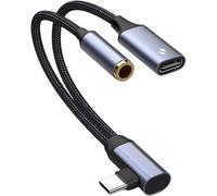 SUBZONAL-Adaptateur de casque USB C - Adaptateur USB C pour écouteurs 2 en 1 Connecteur de câble en tissu pour téléphone portable et téléphone
