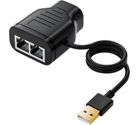 SUBZONAL-Adaptateur Diviseur Ethernet RJ45 100Mbps - Dédoubleur RJ45 1 à 2 avec câble d'alimentation USB pour câble Cat5/6/7 - Partagez Deux appareils Internet simultanément