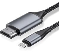 SUBZONAL-Adaptateur Lightning vers HDMI 2.0m pour iPhone 14/13/12 & YouTube vers TV - Résolution HD 1080P (iOS 18/17 - Non Compatible iPhone 16/15/Netflix)