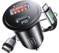 SUBZONAL-Allume Cigare USB C, 2 Ports 60W Charge Rapide Chargeur Voiture avec 1m 100W Câble QC 3.0 Type C, Prise Allume Cigare 12V pour iPhone 16 15 Pro Max Mini Plus Samsung S25 Huawei Xiaomi AirPod