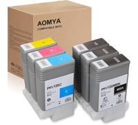 SUBZONAL-Aomya PFI-120 Lot de 6 Cartouches d'encre avec puces permanentes pour Canon imagePROGRAF iPF TM-Series TM-200 TM-205 TM-300 TM-305 PFI-120MBK PFI-120BK PFI-120C PFI-120M PFI-120Y 130 ML