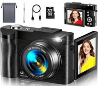 SUBZONAL-Appareil Photo Numérique, 4K 50MP Appareil Photo Compact avec Écran Rabattable 180° Caméra de Vlogging avec Carte 32GB, Zoom Numérique 16X pour Débutants, Adolescents