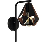 Subzonal-Applique Murale Intérieure Carlton 4, Luminaire D¿Intérieur Vintage En Acier Noir, Aspect Cuivre Antique, Lampe De Salon Et De Couloir, Douille E27