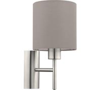 Subzonal-Applique Murale Intérieure Pasteri, Luminaire D'intérieur En Textile Couleur Taupe, Lampe De Salon Et De Couloir En Acier Nickel Mat, Avec Interrupteur, Douille E27