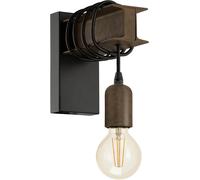 Subzonal-Applique Murale Intérieure Townshend 4, Luminaire D¿Intérieur Au Design Vintage Et Industriel, Lampe Retro En Acier Noir Et Bois, Douille E27
