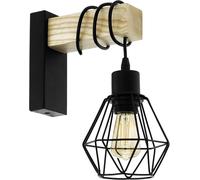 Subzonal-Applique Murale Intérieure Townshend 5, Luminaire D¿Intérieur Au Design Vintage Et Industriel, Lampe Retro En Acier Noir Et Bois, Certifié Fsc, Douille E27