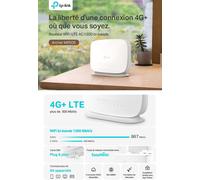 SUBZONAL-Archer MR505 Routeur 4G+ LTE WiFi AC1200Mbps, 4G+ CAT6 Vitesse Jusqu'à 300Mbps, Box 4G SIM, 3 Ports Gigabit, Ports d'Antenne Externe 4G, Modem 4G, Antennes Internes, Compatible Tout Opérateu