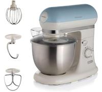 SUBZONAL-Ariete Pétrin Vintage 1588, Batteur Circulaire Pour Pain, Pizza, Gâteaux Et Pâtisseries, Hob, Fouet à C?ur Et Fouet à Fil Inclus, Capacité de 5,5 Litres, 7 Vitesses + Impulsion, 1200W, Bleu
