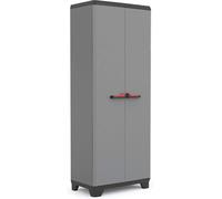 SUBZONAL-Armoire Utilitaire STILO - Armoire de Rangement en Résine Multifonctions - Étagères et Pieds Ajustables, Poignée Soft Touch - Cuisine, Garage, Atelier - 68 x 39 x 173 cm - Gris/Noir/Rouge