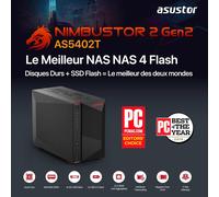 SUBZONAL-AS5402T Nimbustor 2 Gen2 - Serveur NAS 2 Baies, Quad-Core 2.0GHz CPU, 4 emplacements M.2 NVMe SSD, Deux Ports 2.5GbE, 4GO RAM DDR, Serveur de Stockage en réseau (sans disques)