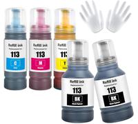 SUBZONAL-Aseker 113 Encre Multipack Compatible pour Epson EcoTank ET-5150 ET-5160 ET-5170 ET-5800 ET-5850 ET-5880 ET-16150 ET-16600 ET-16650 ET-16680 Pro ET-5800 ET-5850 ET-5880 ET-15000 Imprimante (