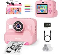 SUBZONAL-ASTGMI Appareil Photo Instantané, 2.4"" Écran Appareil Photo Enfant avec Papier d'impression et Carte 32GB, Mode Selfie et Video, Cadeau Jouet pour Enfant Garçons Filles de 3-14 Ans(Rose)