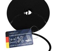 SUBZONAL-Attaches de câble ¿ 15 m × 12,5 mm ¿ librement découpables, réutilisables (rouleau pour couper, refermable, connecte les câbles et bien plus encore, noir)