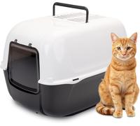 Subzonal-Bac Litiere Pour Chat, Maison De Toilette Pour Chat, 2 Filtres À Charbon Actif Anti-Odeur Inclus, Porte Battante Obscurcie, 39,5 X 52,5 X H 38 Cm, Prima Grand Bac À Litière, Noir