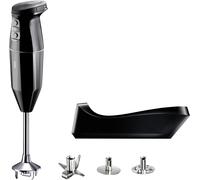 SUBZONAL-bamix cordless Set avec mixeur plongeant sans fil, Station de charge, Couteau étoile, Disque fouet, Disque mélangeur, Inox, 250 W, 2 vitesses, Fabriqué en Suisse, Noir