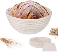 Subzonal-Banneton À Pain, 18cm Panier Brotform Rond L'imperméabilité En Rotin Naturel Levage Du Pain Et De La Pâte, Panier Banneton Brotform En Rotin Naturel Pour Pain Et Levain Avec Tissu En Lin, Ra