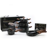 Subzonal-Batterie De Cuisine 10 Pièces ¿ Casseroles & Poêles Avec Poignées Amovibles, Revêtement Marbre Antiadhésif Sans Pfas, Compatibles Induction, Gaz, Électrique Et Four