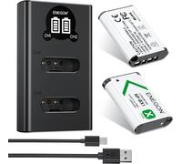 SUBZONAL-Batterie ENEGON NP-BX1 (Pack de 2 1300mAh) et kit de Chargeur LCD compatibles avec Sony NP-BX1 et Sony ZV-1, Cyber-Shot DSC-RX100, DSC-RX100 II/III/M4/M5/M6/M7/¿/¿/¿/¿/VA, DSC-RX100M II, HDR