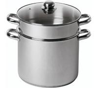 Subzonal-Baumalu - Combiné Traiteur Couscoussier Forme Droite - Acier Inox - Couvercle Verre - Tous Feux Dont Induction - Triple Fond Diffuseur - Ø24cm, 9l, Argenté