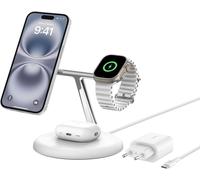 Subzonal-Belkin Boostcharge Pro Station De Recharge 3-En-1 Avec Qi2 (15 W, Magsafe, Pour Tous Les Modèles De L'iphone 16, 15, 14 Et 13, Les Airpods, L'apple Watch, Etc., Adaptateur Secteur Inclus, Bl