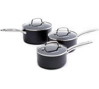 Subzonal-Berlin Rocks Set De Casseroles Antiadhésive En Céramique Saine De 16cm/1,5l,18cm/2,1l & 20cm/3,1l,Sans Pfas,Poignée En Acier Inoxydable,Induction,Va Au Four Jusqu'à 200°C,Lave-Vaisselle,Noir