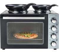 SUBZONAL-Bestron, Cuisinière Grill - Four avec Plaque de Cuisson Double, Chaleur Supérieure/Inférieure, Circulation d'Air Chaud, Jusqu'à 230°, 3200 Watt, Noir