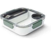 Subzonal-Black + Blum - Lunch Box À Compartiments Style Bento - Étanche - Convient Micro-Onde, Congélateur, Lave-Vaisselle - Sans Bpa - Avec Fourchette - 1l - Blanc/Olive