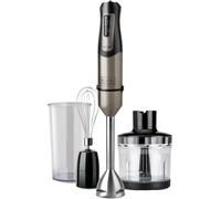 SUBZONAL-BLACK+DECKER BXHBA1000E - Mixeur plongeant multifonction 3 en 1 1000W, 20 vitesses + Turbo, anti-éclaboussures, verre doseur, bol hachoir, fouet, noir et inox anti-traces de doigts