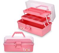 Subzonal-Boîte De Rangement Multifonctionnelle À Trois Couches - Boîte À Outils Pliable Pour L'artisanat En Papier, Les Fournitures De Couture, La Boîte À Médicaments (Avec 2 Plateaux)