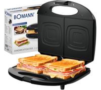 SUBZONAL-Bomann, Appareil à Sandwich/Croque-monsieur ST6074CB Noir, Plaques Carrées Antiadhésives, Poignée Calorifugée, Régulateur de Température Automatique, 680-820 W, Système de Verrouillage Varia