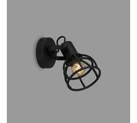 Subzonal-Briloner - Applique Murale Rétro Avec Abat-Jour À Grille, Applique Murale Vintage 1 Lampe, Douille E14 Max. 25 Watts, Abat-Jour Réglable, Lampe Murale Rustique En Acier, Noir