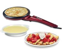 SUBZONAL-BT.710Y Crêpière électrique avec poignée, 800 W, plaque en aluminium avec revêtement antiadhésif, rouge