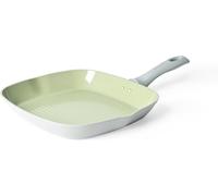 SUBZONAL-BW09287 Poêle Grill Antiadhésif, Revêtement Antiadhésive en Céramique, 28cm, Facile à Nettoyer, Poignée Confortable et Douce, Compatible Plaques à Induction, Design Earth, Vert