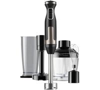 SUBZONAL-BXHBA1500E - Mixeur plongeant multifonction 4 en 1 1500W, 20 vitesses + Turbo, anti-éclaboussures, verre doseur, bol hachoir, fouet et presse purée, noir et inox anti-traces de doigts