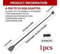 SUBZONAL-Câble Adaptateur pour Contrôleurs Corsair, Compatible avec Ventilateurs QL LL120, Godlight Sync 4PIN ARGB, Splitter RGB, Hub de Contrôle, Câble ARGB, Adaptateur ARGB, Longueur de 25 cm