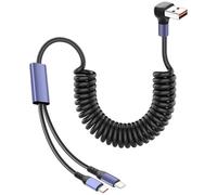 SUBZONAL-Câble de charge multi USB 2 en 1 avec ports multiples UsB vers Type C Cordon de charge rapide USB A vers USB C à 90 degrés pour téléphones portables et tablettes en voiture 5.9ft