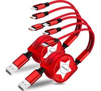 SUBZONAL-Câble de Chargeur Multiple Rétractable 3A 1M 2-Paquet, Câble de Chargeur 3 en 1 à Charge Rapide avec Connecteurs iP, Type C, Micro USB, pour Galaxy, LG, Huawei, Moto, Xiaomi, Sony, PS4