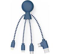 SUBZONAL-Câble Multi USB 4 en 1 en Forme de Pieuvre - Chargeur Universel en Plastique Recyclé - Prise USB, USB-C, Lightning, Micro USB - Compatible avec tous les Smartphone - Mr Bio Bleu