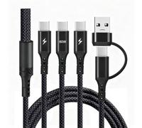 SUBZONAL-Câble Multi USB, 60W/1.2M 5 en 1 USB-A/USB C Cable Universel de Charge Rapide avec 3 ports de type C, Câble Chargeur Multi Embout pour iPhone 17/16/15 Pro Max Android Galaxy Huawei Xiaomi Ta