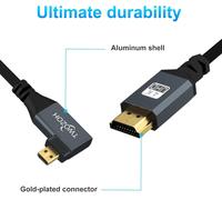 SUBZONAL-Câble Spiralé Micro HDMI vers HDMI 90° degrés, HDMI Mâle vers Micro HDMI Mâle Angle Droit torsadé Supporte 3D/4K 60Hz 1080p(0,3M-1,5M)