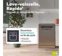 Subzonal-Candy - Lave-Vaisselle - Pose Libre - 14 Couverts - Classe Énergétique C - Maxi Cuve, Wash & Dry 35 Min, Ouverture Automatique, Contrôle À Distance - Inox - 60 X 82 Cm - Modèle Cf 4c6f0x
