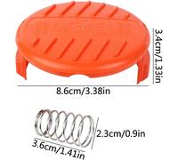 SUBZONAL-Capuchon de Bobine, 8 Pièces Capuchon de Bobine Rechange Capuchons Couvercle Remplacement Avec 8 Pièce Ressort pour Tondeuse à Gazon Black-Decker Rc-100-P Bobine de Coupe Afs.