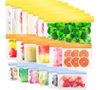 SUBZONAL-Carehabi 20 Pièces Sac Congelation Reutilisable, Sacs de Congélation Réutilisables en Silicone avec Fermeture Eclair Sachet pour Ranger Légumes, Fruits, Collations, Sandwichs