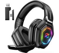 SUBZONAL-Casque Gaming sans Fil pour PC PS5 PS4, 2.4GHz Audio sans Perte, USB & Type-C Casque de Jeu Ultra Stable avec Microphone Flip (Noir)